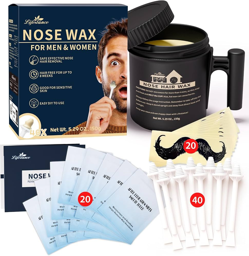 Lifestance Nose Wax Kit Men | 150g Wax | Large Capacity Nose Hair Wax Kit with 40 Applicators, 25... | Amazon (US)