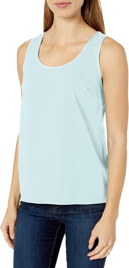 Amazon Brand - Lark & Ro Women's Sleeveless Satin Trim Woven Tank Top | Amazon (US)