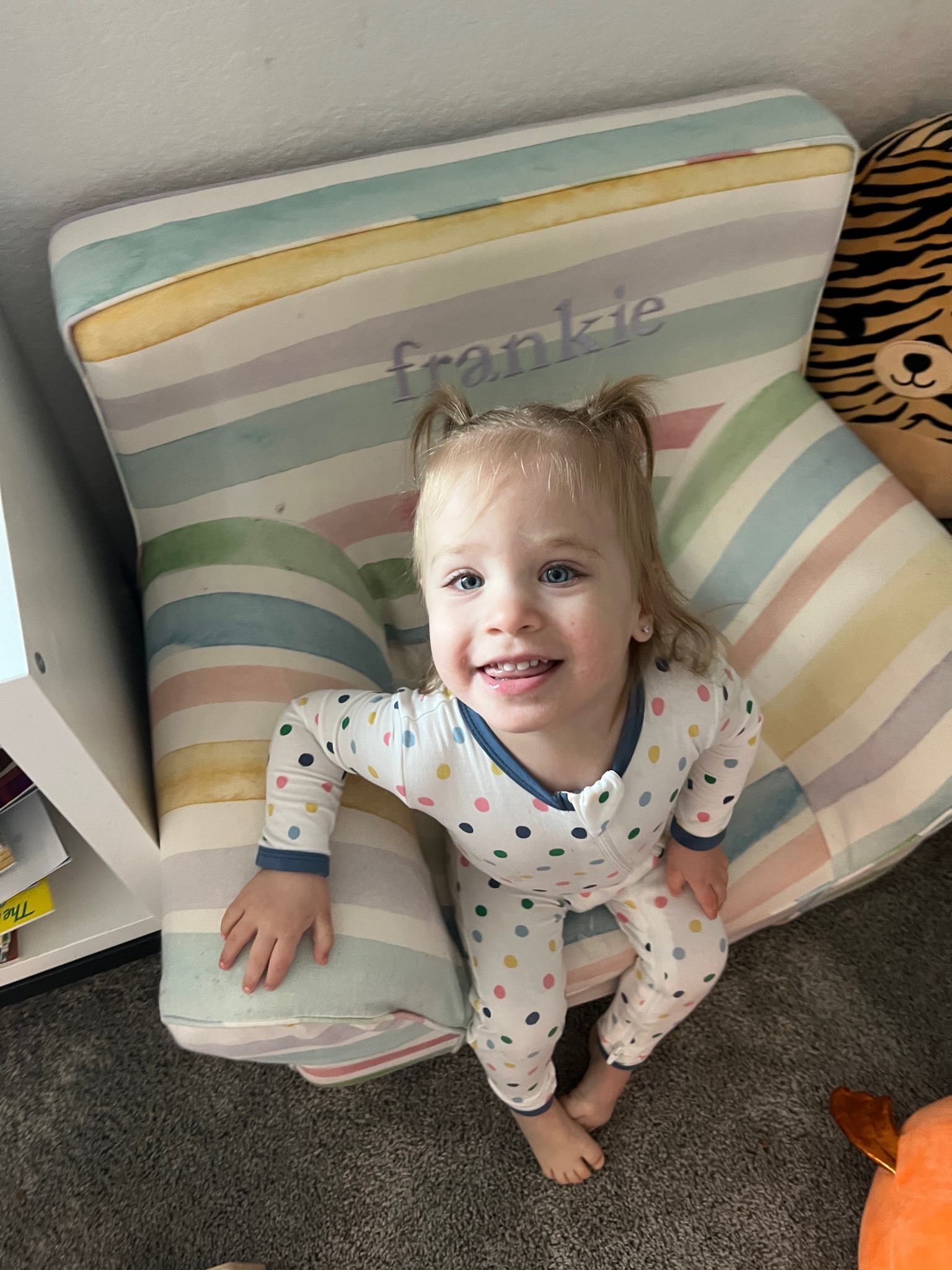 The cutest chairs! The girls all have the stripes and Enzo has the dot but I Looove This multicolor dot  

#LTKkids #LTKbaby #LTKfamily