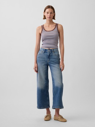 High Rise Stride Wide-Leg Ankle Jeans | Gap (CA)