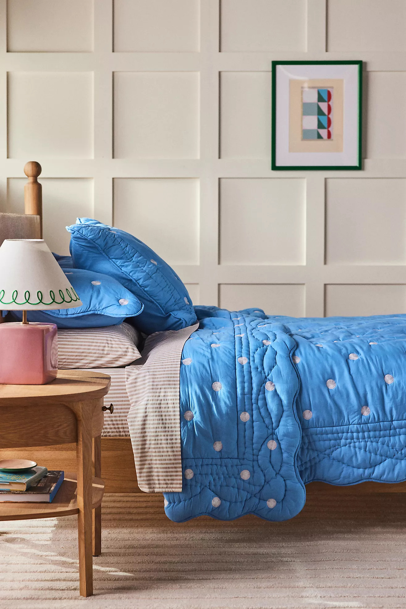 Maeve by Anthropologie Cotton Polka Dot Embroidered Quilt | Anthropologie (US)