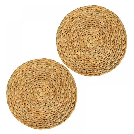 Pack of 2 Round Placemats Woven Table Mats For Dining Table,Water Hyacinth Woven Placemat, Heat-Resi | Walmart (US)
