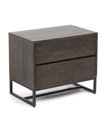 26x16x22 Elena Solid Pine And Metal 2 Drawer Nightstand | TJ Maxx