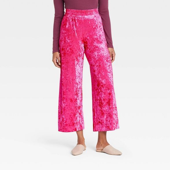 Women's Mid-Rise Wide Leg Ankle Velvet Pull-On Pants - A New Day™ | Target