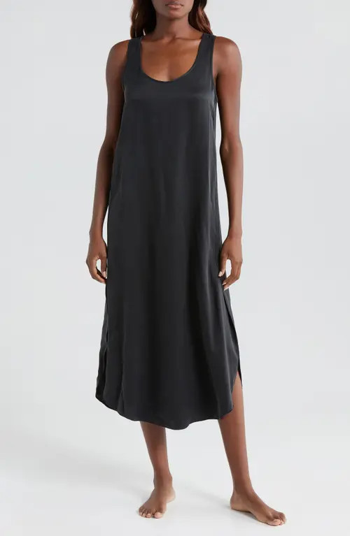 Lunya Tulip Bias Washable Silk Nightgown in Immersed Black at Nordstrom, Size X-Small | Nordstrom