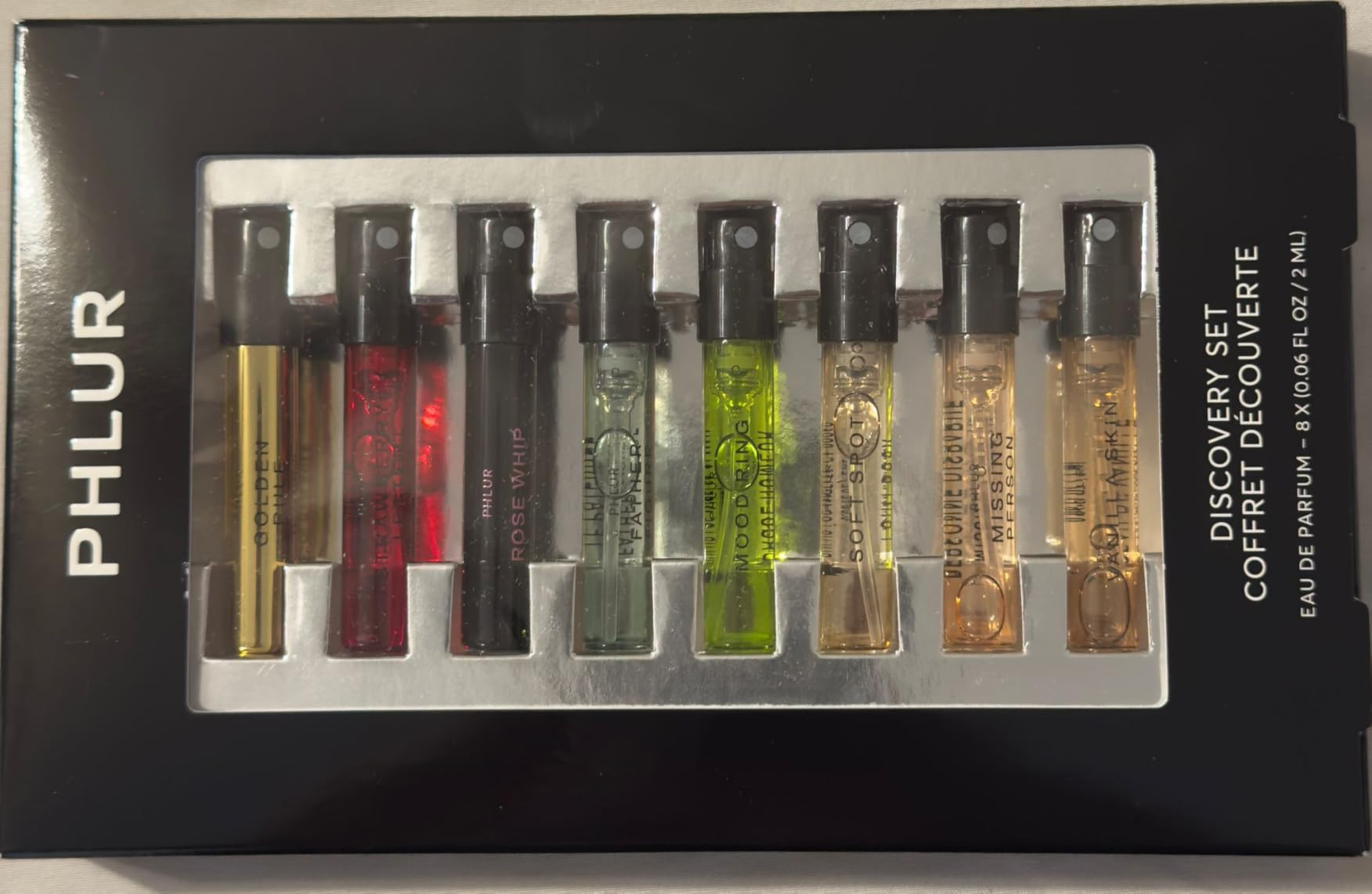 PHLUR Fragrance Discovery Set (2025) - 8pc Perfume Sample Set ft. New Releases Vanilla Skin, Rose Whip & Golden Rule - 2mL Mini Perfume Fine Fragrance Samples (8 x 2mL) | Amazon (US)