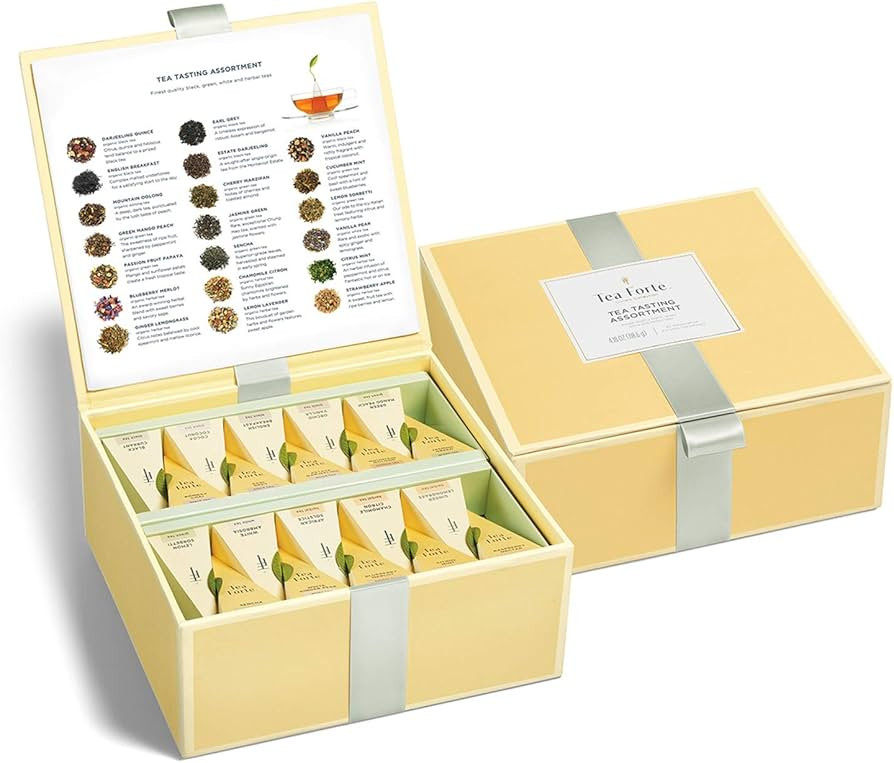 Tea Forte Tea Tasting Assortment Premium Tea Chest Gift Sampler, 40 Count, 2 of each Variety Blen... | Amazon (US)