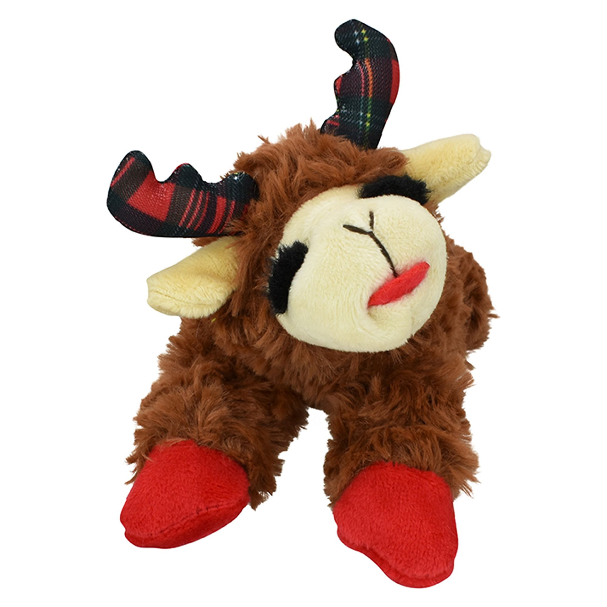 Multipet Brown Lamb Chop Dog Toy with Buffalo Plaid Antlers 6" | PetSmart