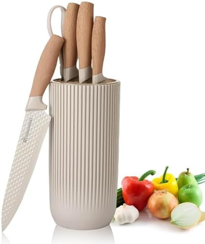 Kitchen Knife Set, Retrosohoo 6-Pieces Khaki Sharp Knife Set for Kitchen, Non-stick Non-slip Stai... | Amazon (US)