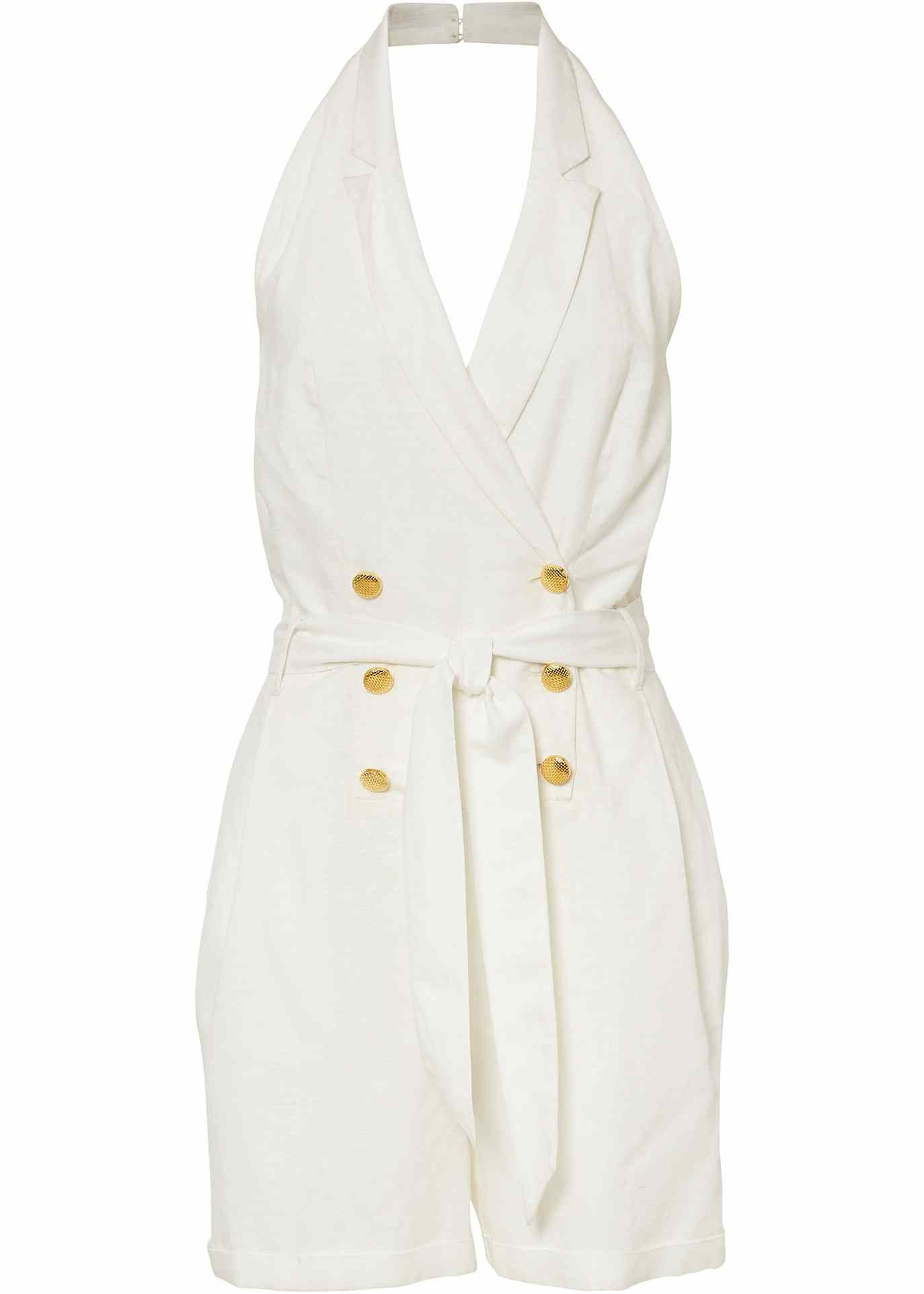 Jumpsuit mit Leinenanteil und goldfarbenen Knöpfen | Bonprix DE