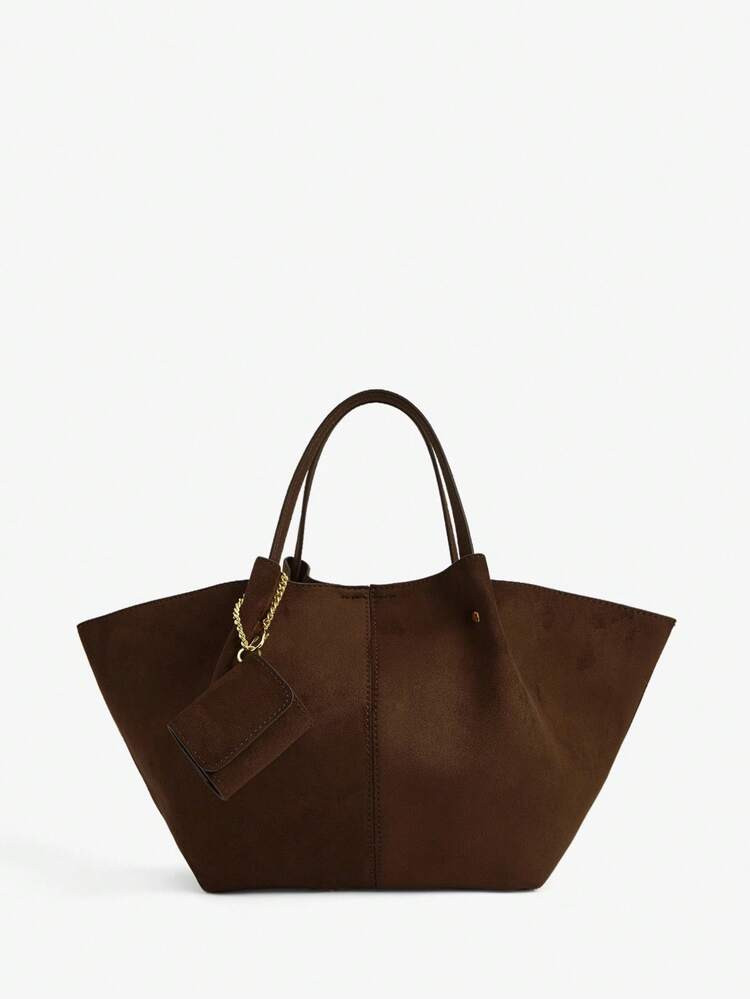 Maija Ladies, Women Top Handle Bags,Suede, Fashionable, Elegant , Simple, Personalized, Versatile, Classic, For Commute, Office,Date, Daily,Shopping, Afternoon Tea, Bag Charm Decoration(Can Put Headphones) | SHEIN