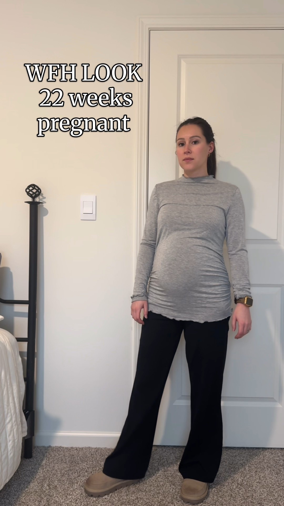 A work from home look at 22 weeks pregnant! These tops are so nice and soft and have been great during my pregnancy! Like I mentioned here, I can wear it for a comfortable look at home, but add some jewelry and pair it with a jean and you have a cute outfit!

#LTKBump #LTKmomlife #LTKootd