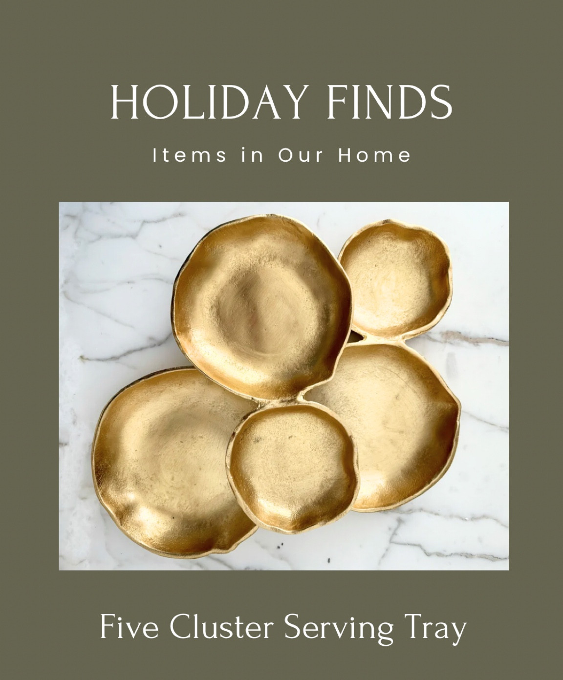 This stunning five cluster serving tray that I ordered arrived today and I had to share immediately.  It was a gift to myself but would also be a beautiful gift for someone who loves to entertain.  There are other sizes as well, including a nine cluster option!

#LTKSeasonal #LTKHoliday #LTKHome