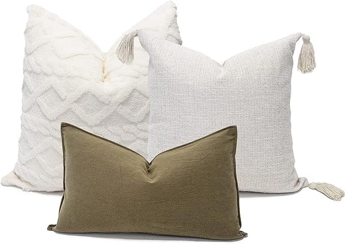 Modern Decorative Throw Pillow Covers Combination Set of 3 (20”x20”, 18”x18”, 12”x20”... | Amazon (US)