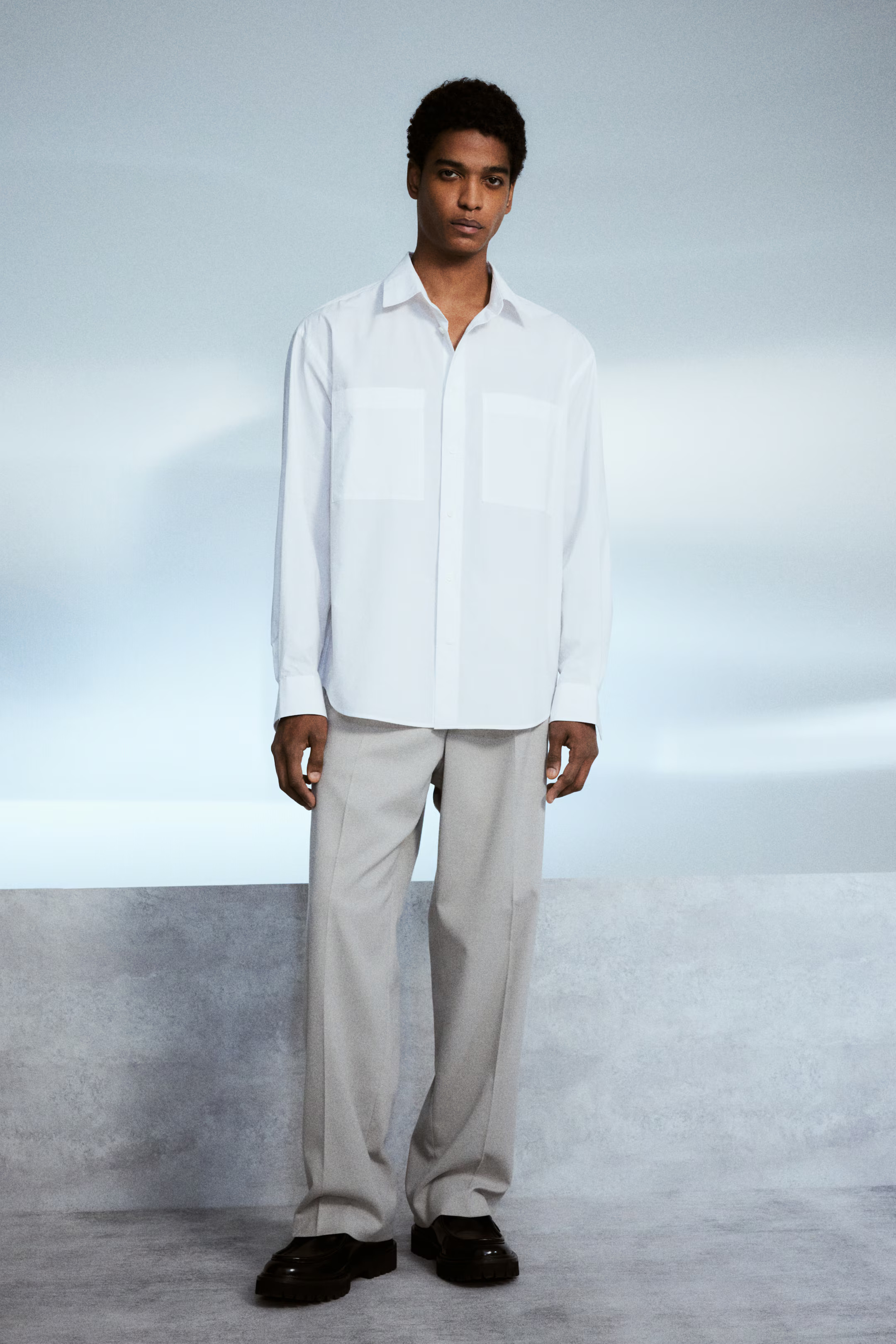 Loose Fit Poplin Shirt - White - Men | H&M US | H&M (US + CA)