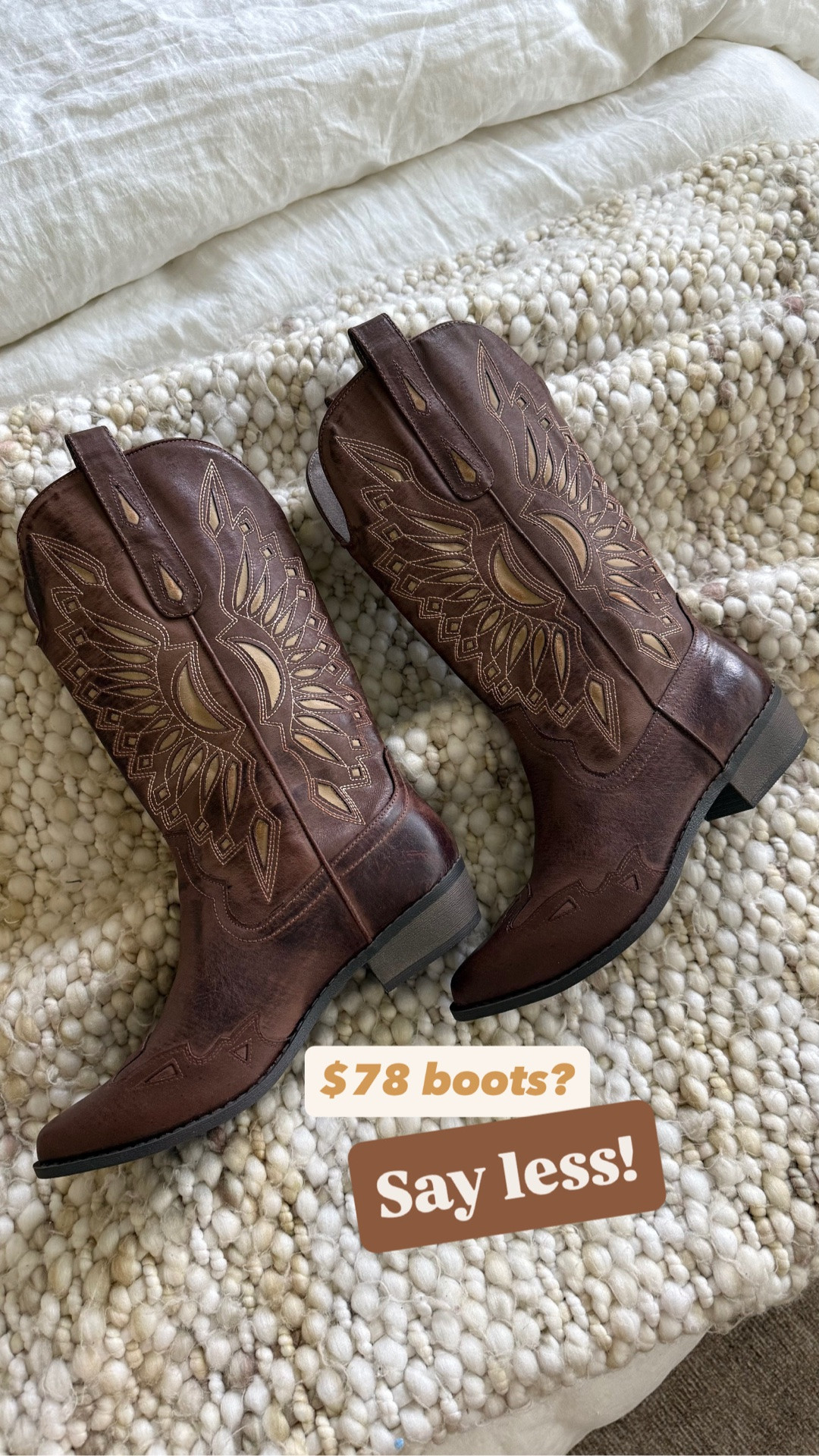 Nope, these aren’t hundreds of dollars like most boots, they’re $78 and SO GOOD! Country concert, summer bbq, line dancin’ ready!
I ordered the $68 dollar pair and will share soon….

#LTKmomlife #LTKOver40 #LTKgrwm
