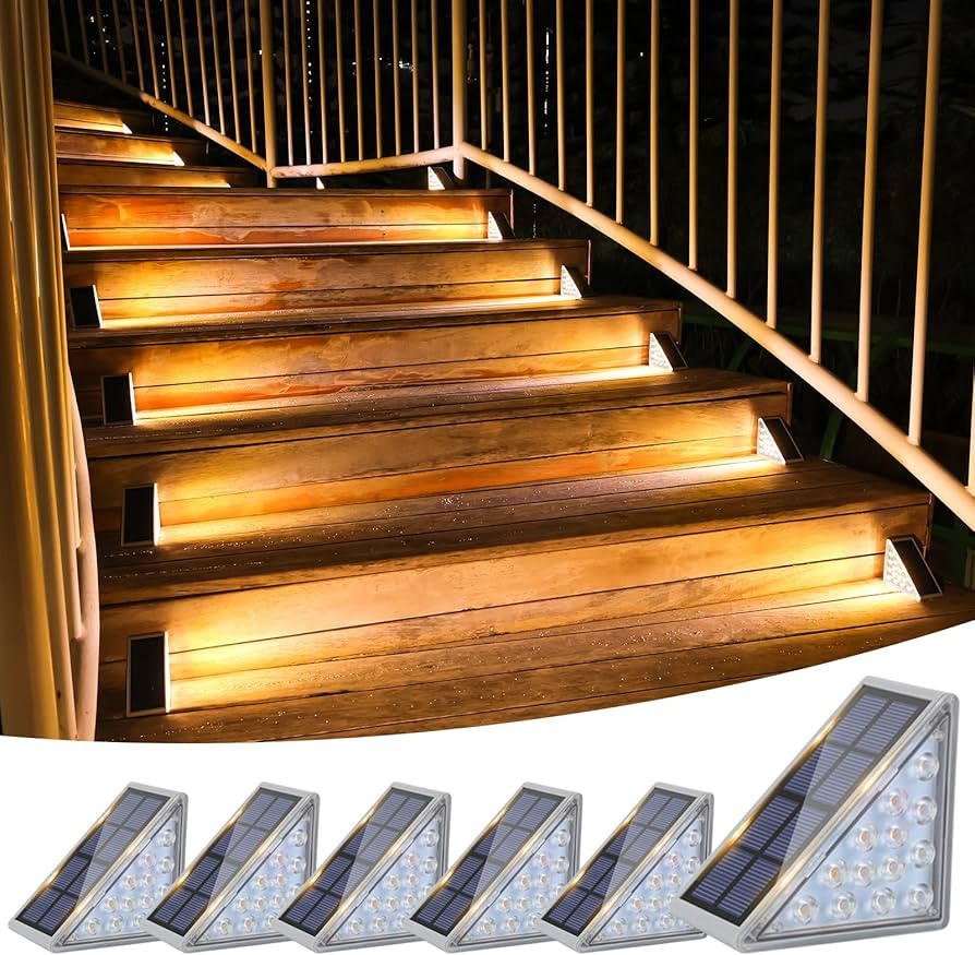VOLISUN Solar Stair Lights 6 Pack, Solar Step Lights Outdoor Waterproof IP67, LED Outdoor Step Li... | Amazon (US)