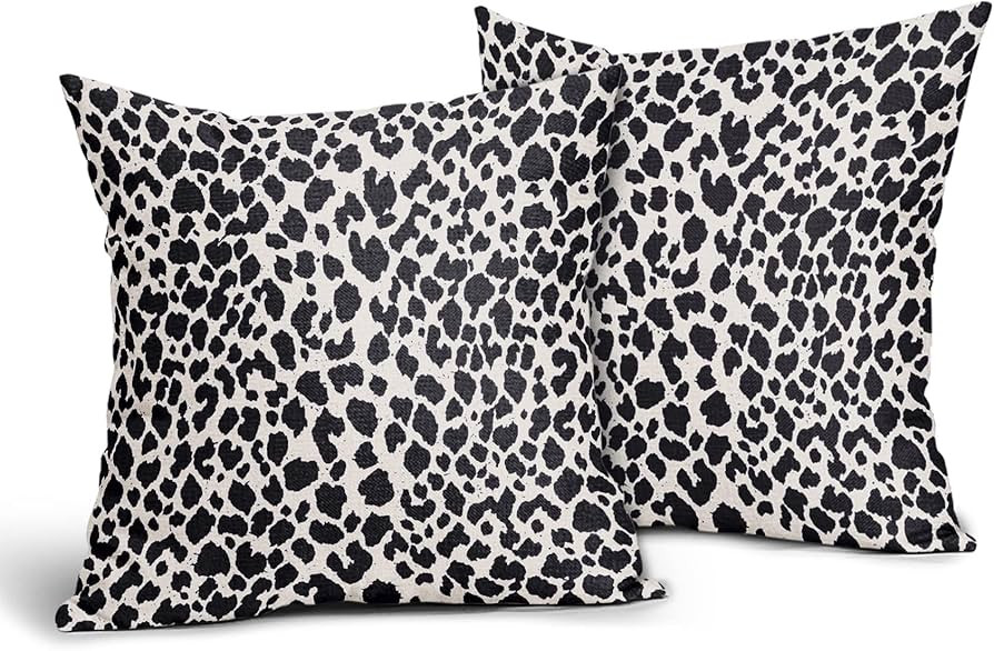 aportt Leopard Throw Pillow Covers 18X18 Inches Set of 2 Black Cheetah Decorative Pillow Cases An... | Amazon (US)