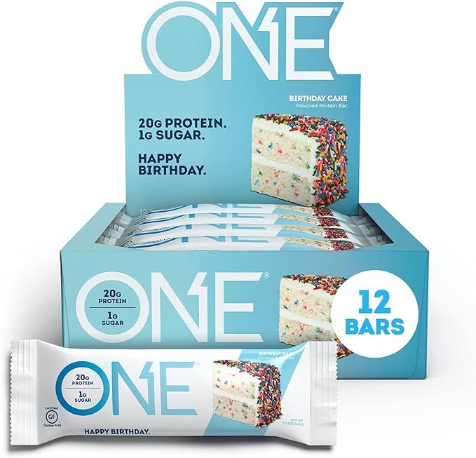 ONE Protein Bars, Birthday Cake, Gluten Free Protein Bars with 20g Protein and Only 1g Sugar, Gui... | Amazon (US)