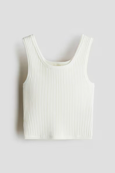 H & M - Rib-knit vest top - Cream | H&M (US + CA)