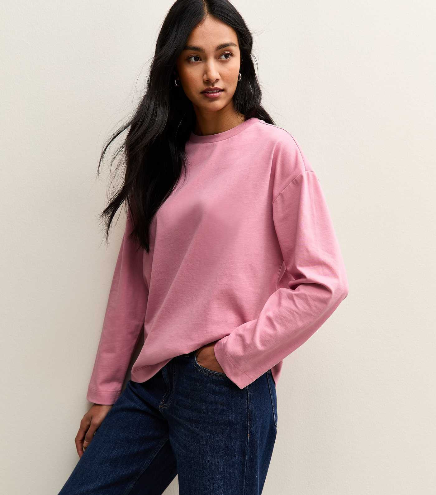 Pink Heavyweight Cotton Long Sleeve T-Shirt | New Look | New Look (UK)