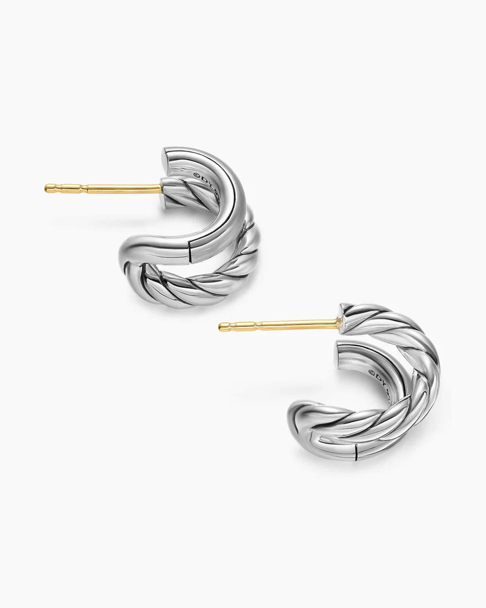 David Yurman | DY Mercer\u00ae Double Hoop Huggie Earrings in Sterling Silver, 13.5mm | David Yurman