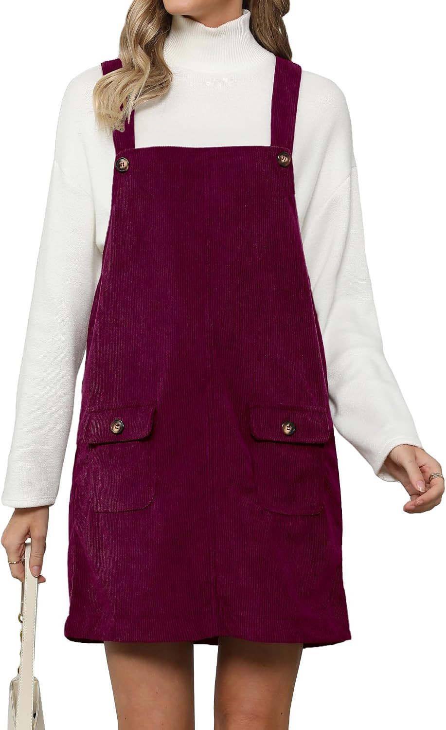 luvamia Corduroy Overall Dress for Women Adjustable Straps Casual Fashion Overalls Pinafore Short Dresses with Pockets | Amazon (US)