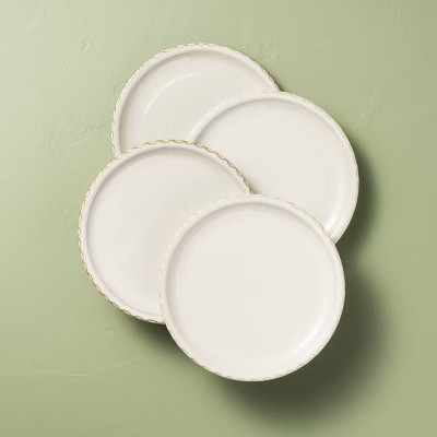 Set of 4 10.5" Pinched Edge Dinner Plates Sour Cream - Hearth & Hand™ with Magnolia | Target