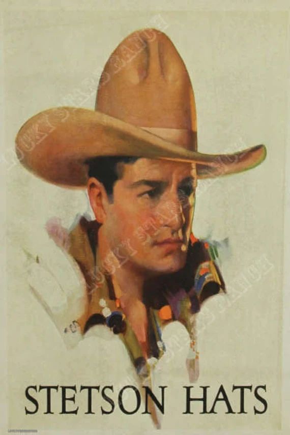 Cowgirl Cowboy Print - Stetson Hat Cowboy - 18x24 | Etsy (US)