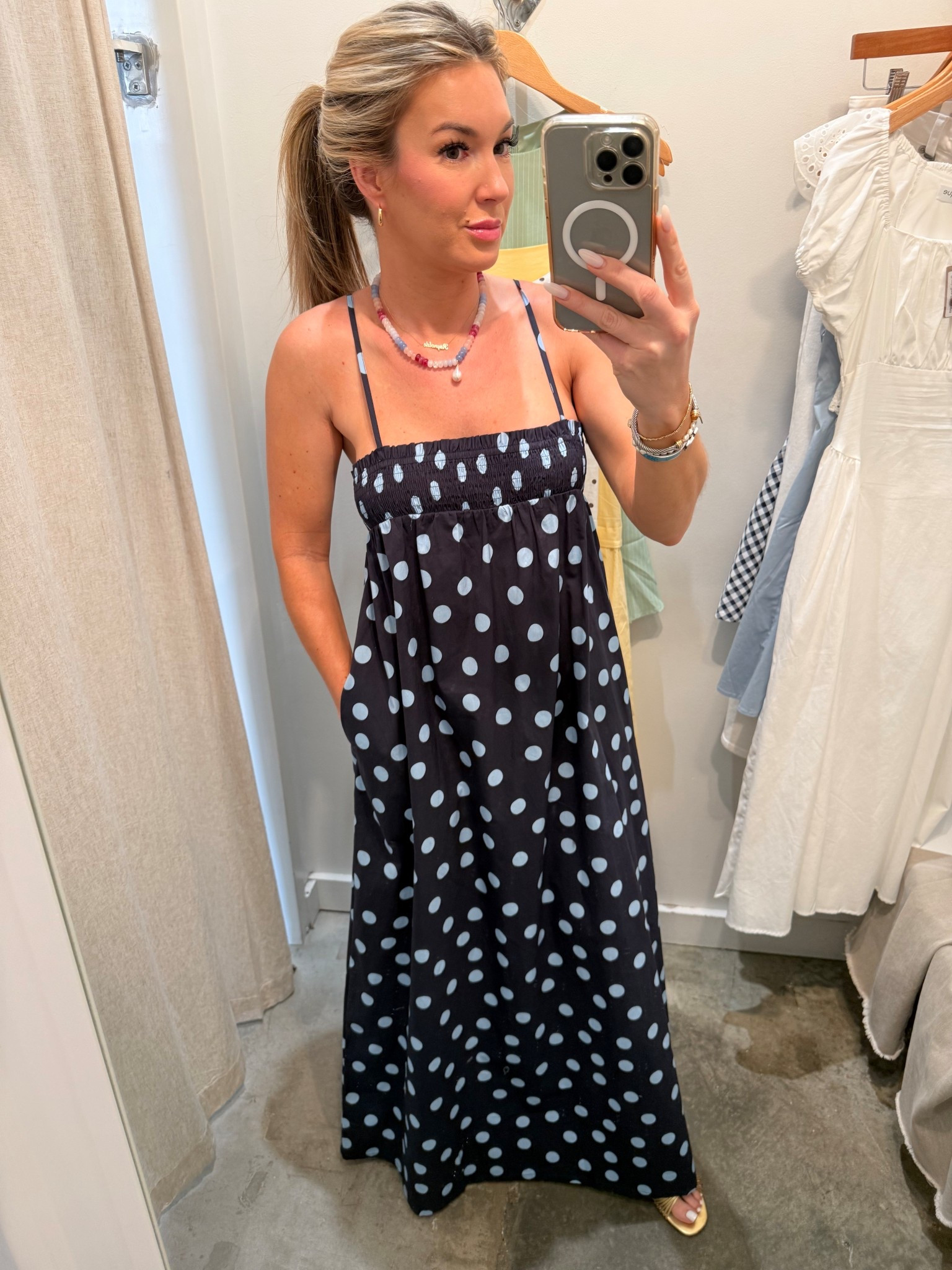 Polka Dot maxi dress is so on trend for this spring & summer season.  Wearing size small. 

#polkadots #polkadotdresses #springstyle #maxidress #vacationstyle #vacationoutfit 

#LTKSeasonal #LTKBump #LTKootd