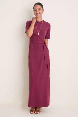 Wine Outono Crew Neck Side Tie Maxi Dress | Tuckernuck (US)