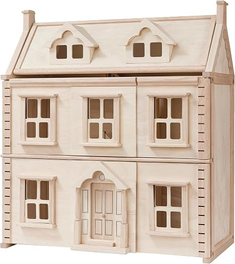 PlanToys® Victorian Wooden Dollhouse | 3-Story Large Doll House with Attic, Opening Panels & Sli... | Amazon (US)