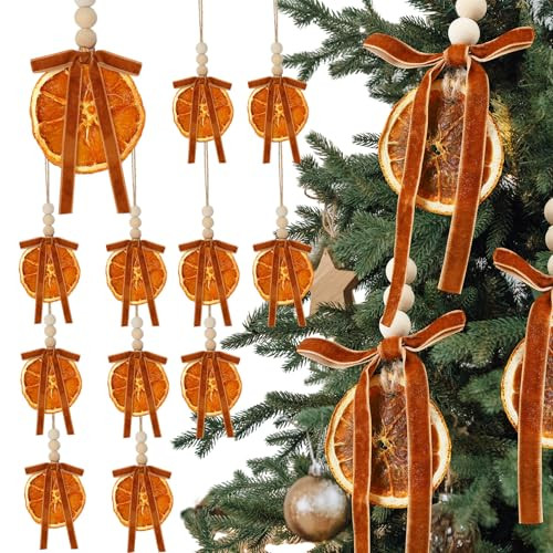 Motionchic Set of 24 Christmas Beaded Orange Slice Ornament Natural Orange Dried Slice Ornament Bulk Rustic Christmas Tree Decorations for DIY Crafts Christmas Home Decor | Amazon (US)