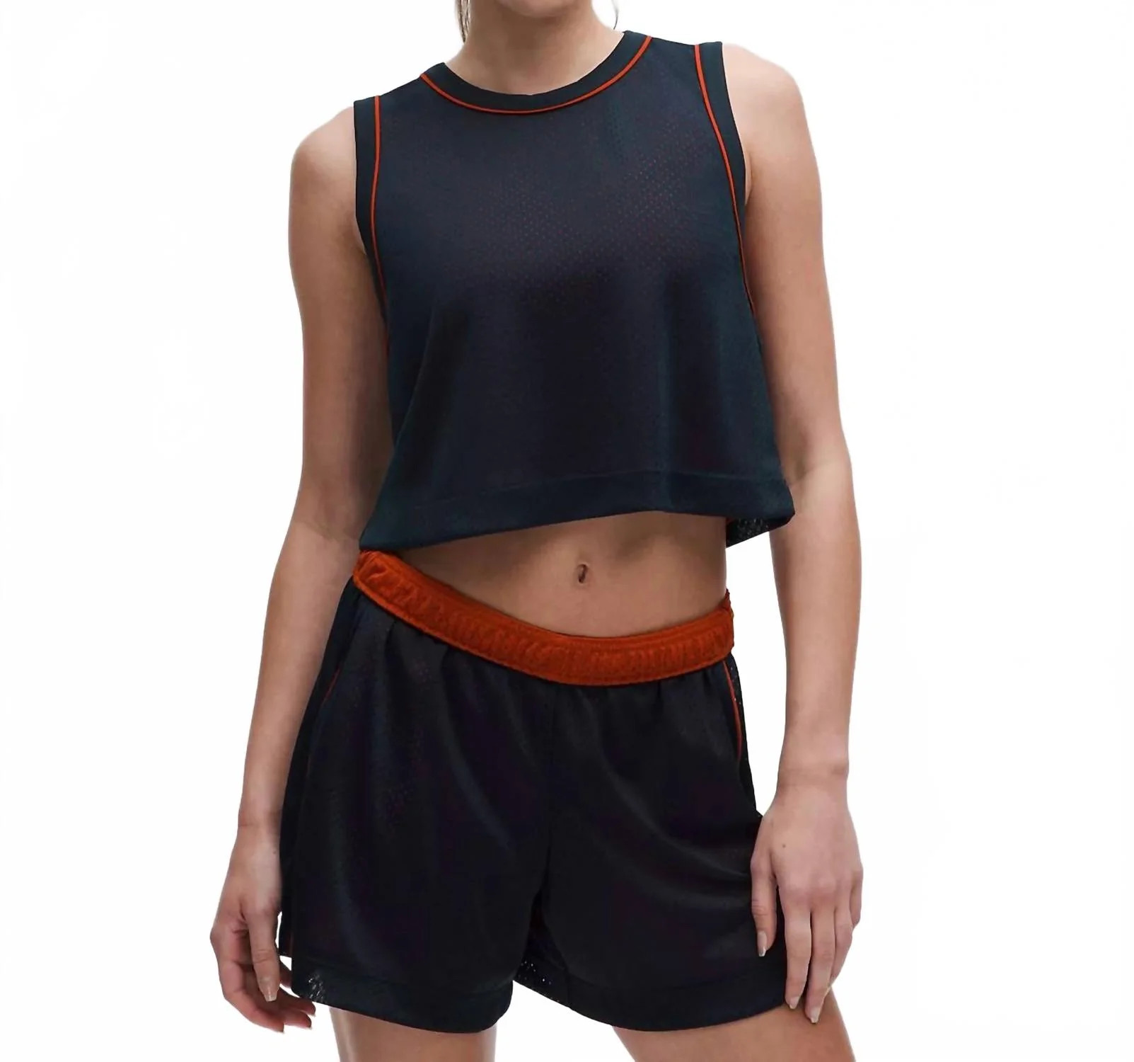 Double Layered Mesh Reversible Tank In True Navy / Autumn Rust | Shop Simon