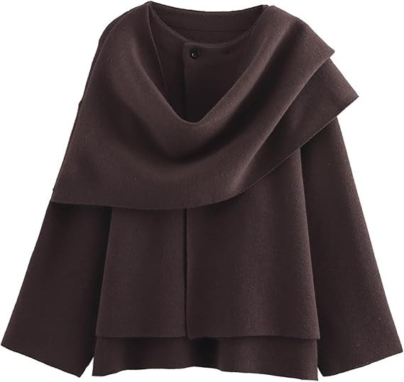 Kissonic Women's Oversized Scarf Jacket Shawl Wraps Knit Long Sleeve Button Winter Peacoat | Amazon (US)