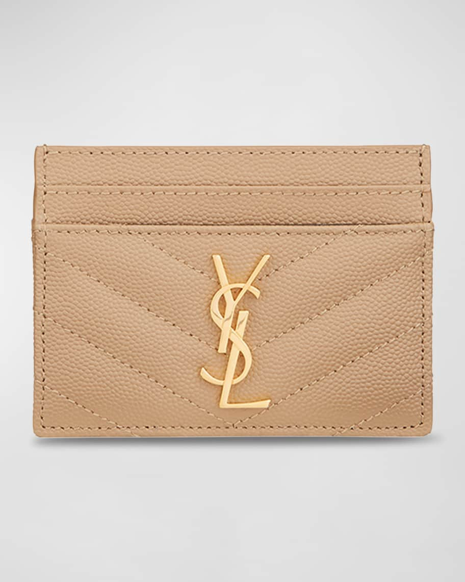 YSL Monogram Card Case in Grained Leather | Neiman Marcus