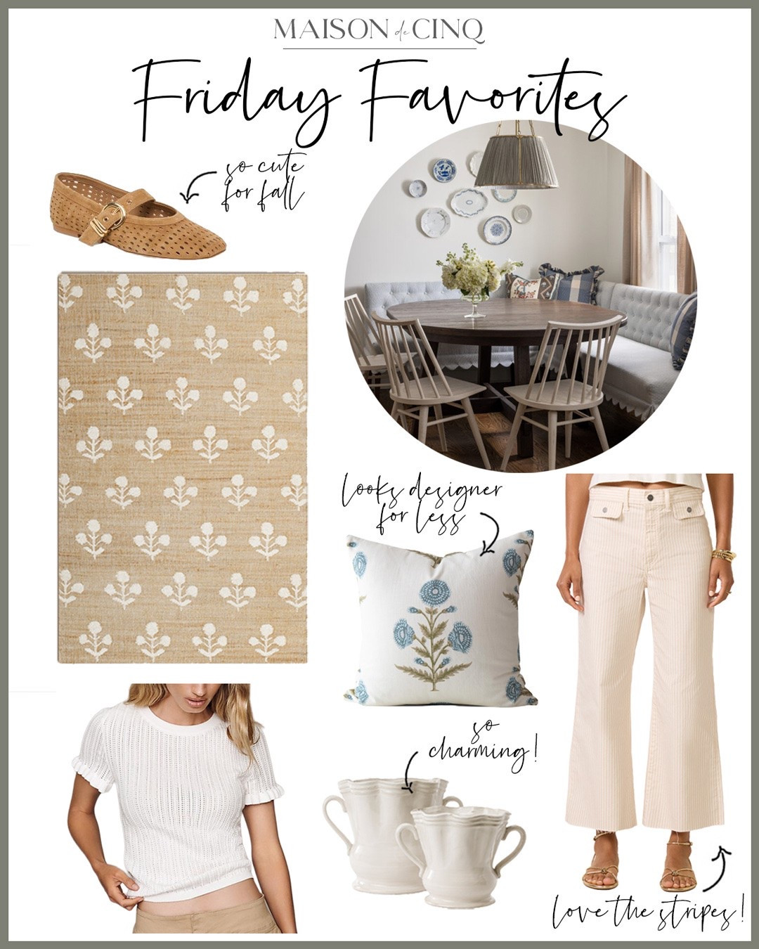 So many great finds this week for Friday Favorites like romantic vases, a designer pillow for a steal, cute jute rugs, flattering trouser jeans, pointelle sweaters, suede Mary Janes perfect for fall, and more! 

Home decor, summer fashion, summer decor, area rugs, throw pillow, flats, fall shoes, summer sweaters, baskets, hamper, bathmat

#LTKHome #LTKOver40