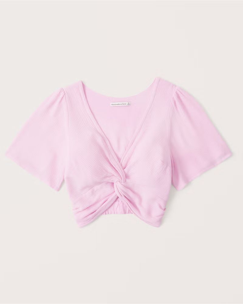 Women's Knot-Front Flutter Sleeve Top | Women's New Arrivals | Abercrombie.com | Abercrombie & Fitch (US)