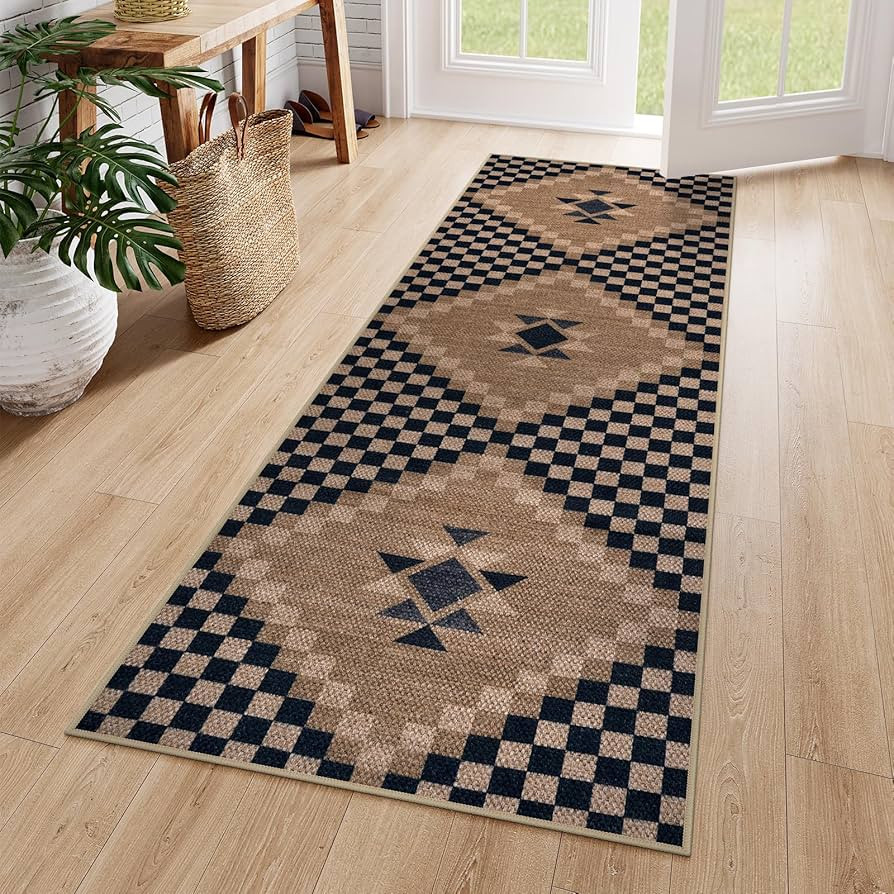 LIVEBOX Easy Jute Runner Rug for Entryway, 2x6 Runner Rug Kitchen Rugs Non Slip, Washable Black C... | Amazon (US)