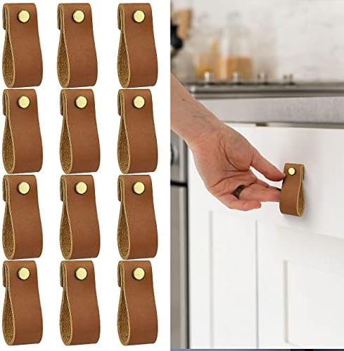 Drawer Pulls, 12 Pack Leather Drawer Pulls, Cabinet Handles Pulls for Kitchen, Smooth & Soft Draw... | Amazon (US)
