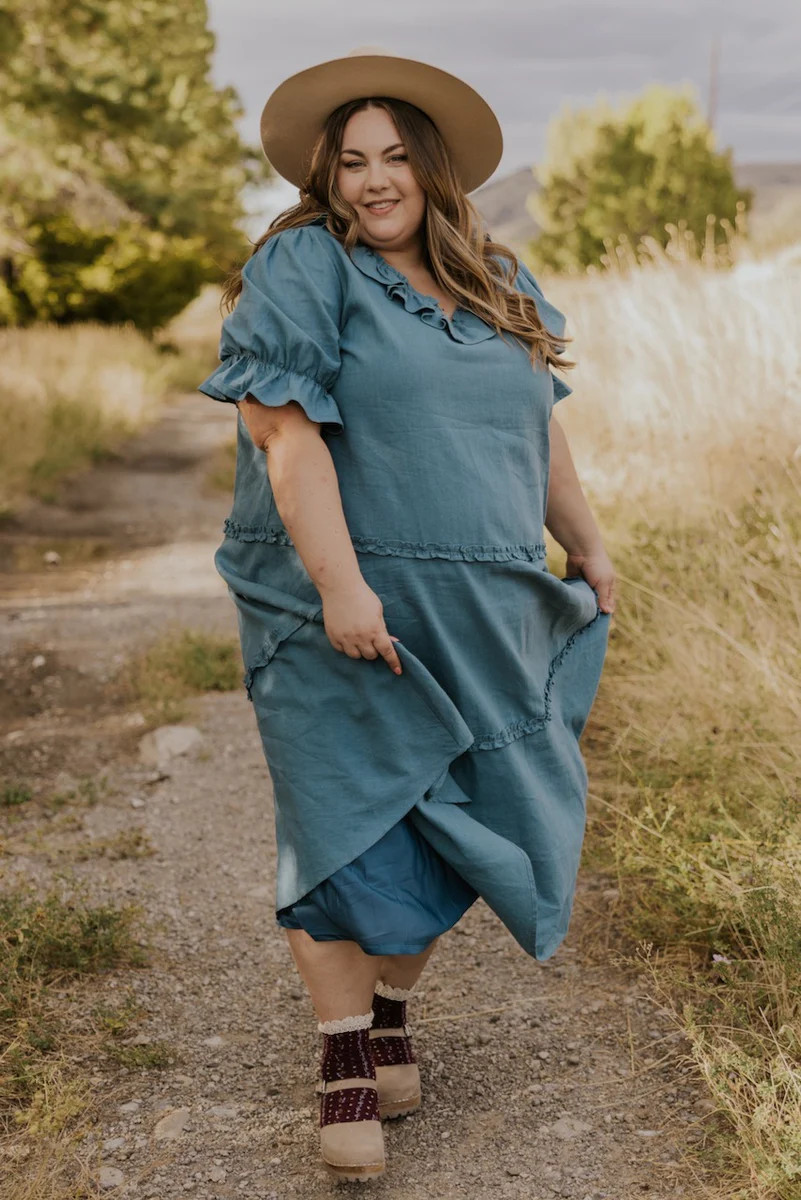 Bluebonnet Ruffled Midi Dress | Roolee