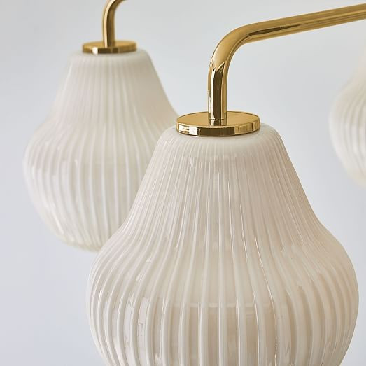 Sculptural Glass 5-Light Ribbed Chandelier - Champagne | West Elm (US)