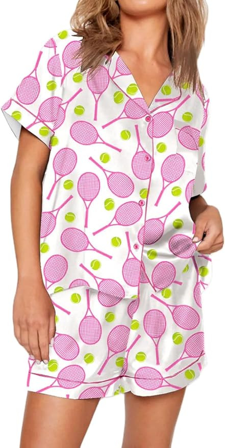 Women Satin Pajamas Shorts Sets Y2k Silk PJs 2 Piece Outfits Collar Long Sleeve Button Down Shirt... | Amazon (US)