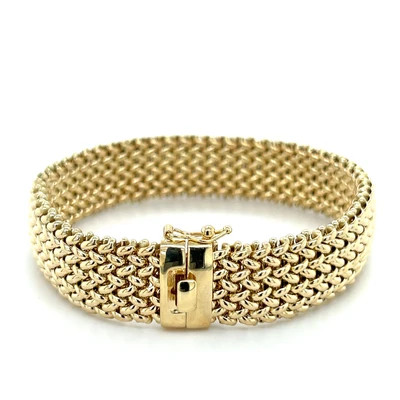 14K Yellow Gold Mesh Bracelet – Elegant, Durable, Timeless 8.8 MM | Goldmania