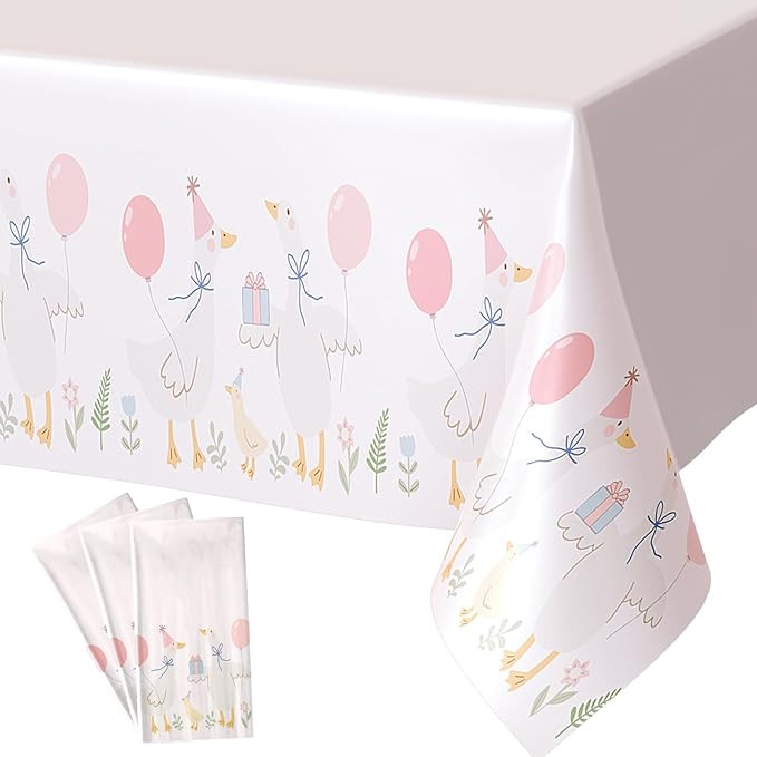 Honeydak 4 Pcs Silly Goose Birthday Party Tablecloths Pink 1st Baby Shower Gingham Table Cover Di... | Amazon (US)
