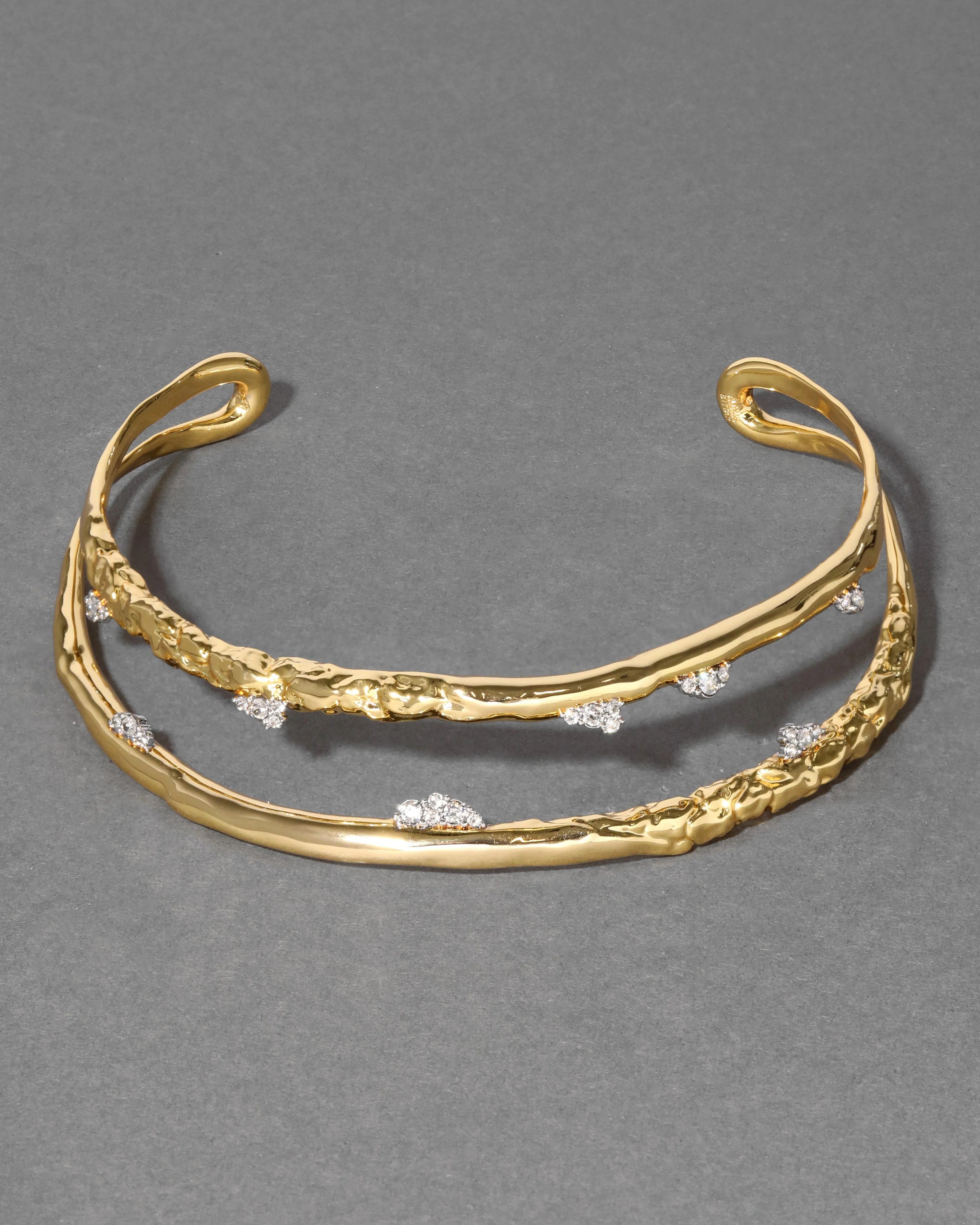Brut 14k Gold Crystal Thorned Open Collar Necklace | Alexis Bittar