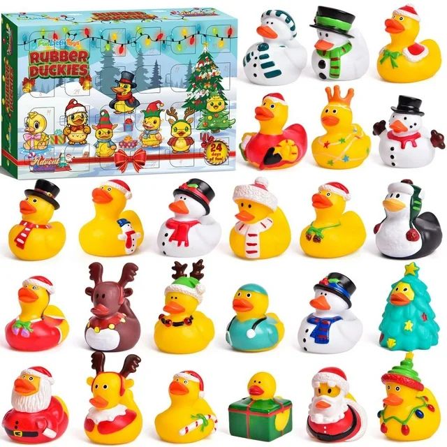 Fun Little Toys 24PCS Rubber Ducky Advent Calendar, Christmas Rubber Ducks Swimming Pool Shower B... | Walmart (US)