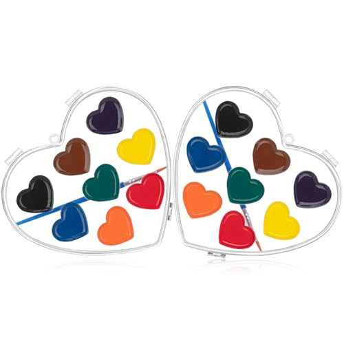 ARTLYMERS Valentines Day Gifts for Kids, 2 Pack Heart Watercolor Paint Set with Paintbrush for Kids, Prizes Exchange Gifts Valentine Water Color Party Favors for Preschool Classroom School | Amazon (US)