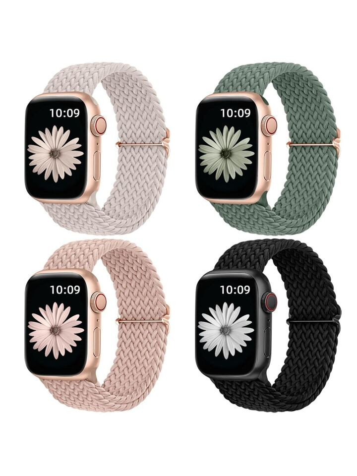 4 Pack Braided Solo Loop Compatible with Apple Watch Band 38mm 40mm 41mm 42mm 44mm 45mm 49mm Wome... | SHEIN