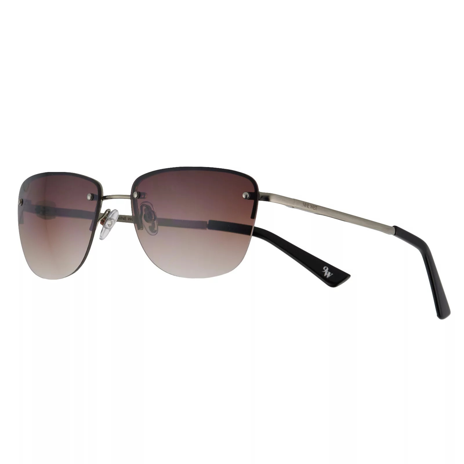 Women's Nine West 57mm Semi-Rimless Rectangle Sunglasses, Silver | Kohl's